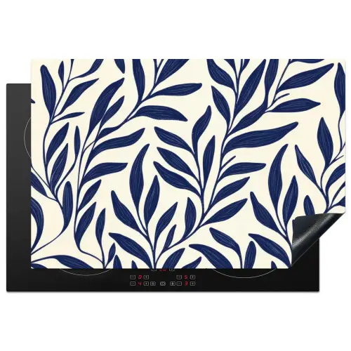 Bladeren - Klimop - Donkerblauw Inductie beschermer vinyl 3mm klein -3d