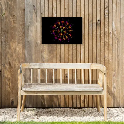 Bloemen - Oranje - Roze - Zwart Tuinposter op houten frame 2 cm dik klein -sfeer4