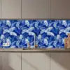 Palmblad - Patroon - Blauw keuken achterwand 2 middel 871 zz_3dshopping