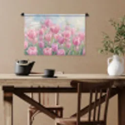 Tulpen - Veld - Lente - Roze Wandkleed katoen klein -sfeer6