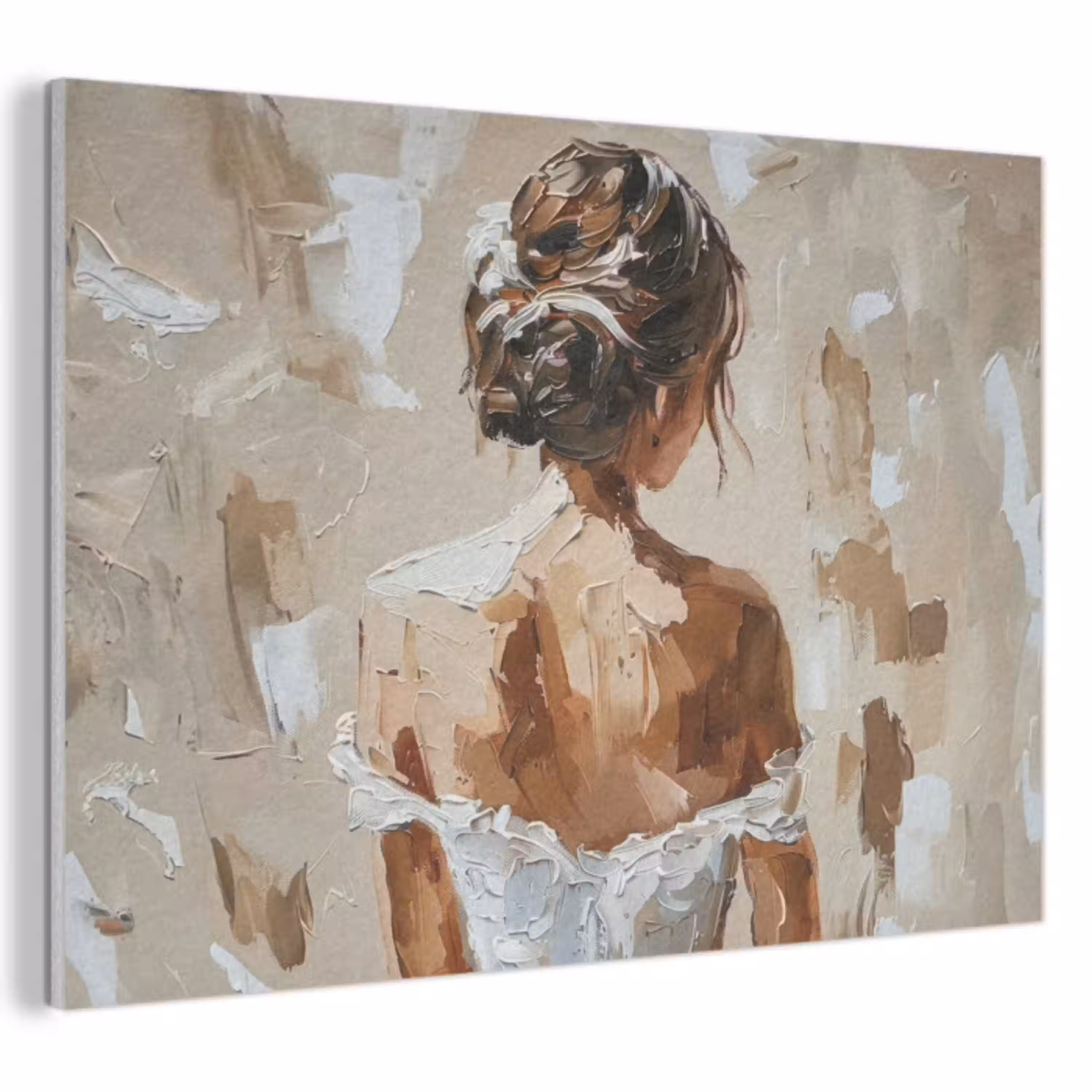 Vrouw - Verf - Abstract - Beige - Modern PET vilt klein -3d