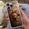 Gezicht - Vrouwe - Bladeren - Penseelstreken Hoesje iPhone 16 Pro Max met koord klein -sfeer3