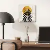 Zwart palmblad - Gouden cirkel - Beige achtergrond plexiglas 5mm klein -sfeer6