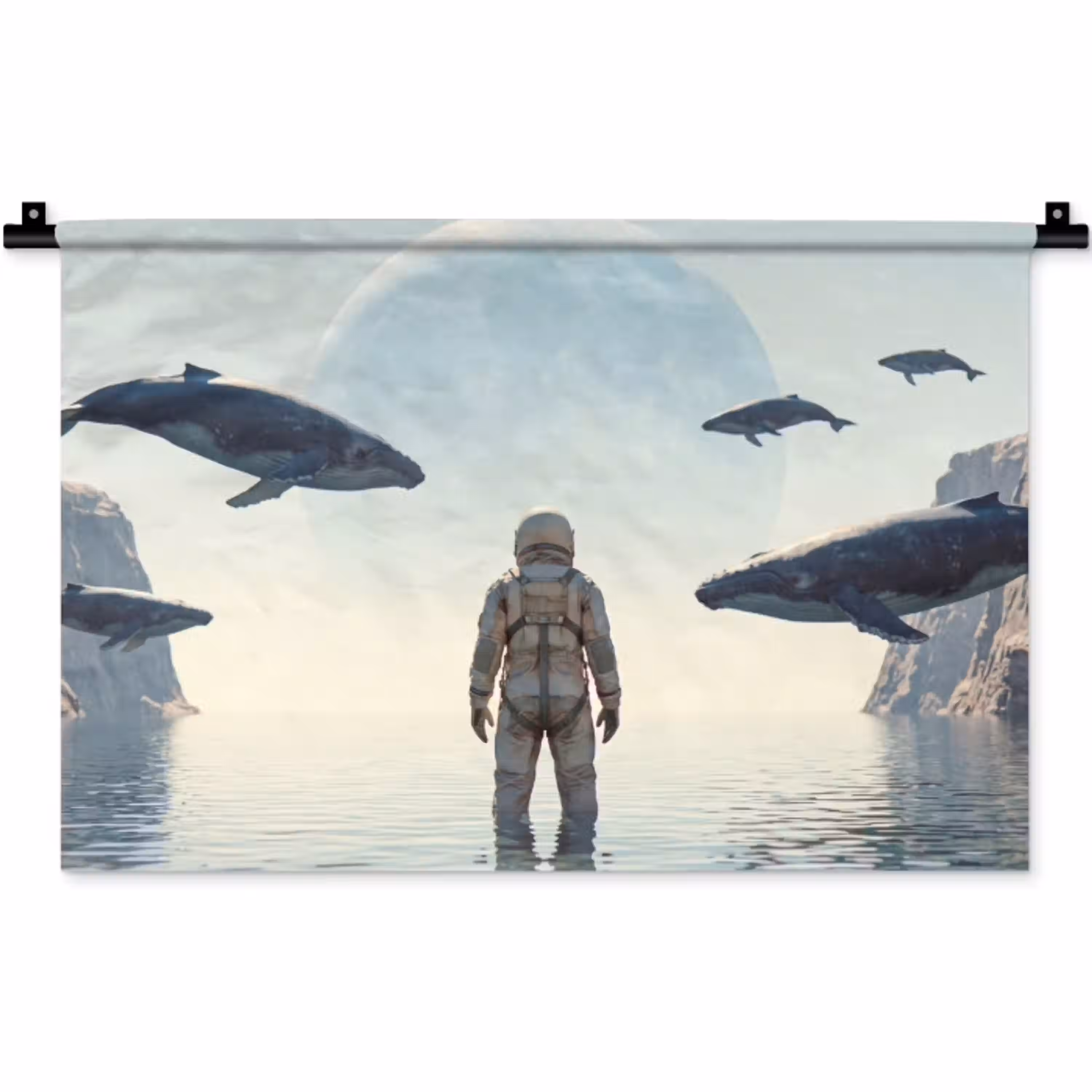 Ruimtevaarder - Walvis - Fantasie Wandkleed katoen klein -zz3d