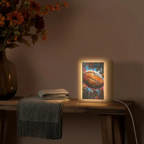 Graffiti - Rugby - Kleurrijk - Rugbybal Light Box met kabel (Tafellamp) klein -sfeer4