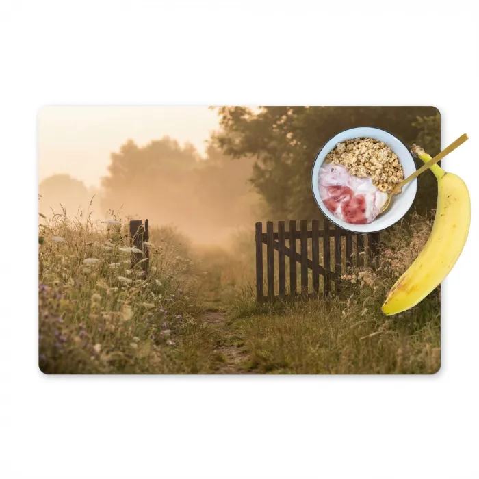 Hek - Natuur - Mist - Veld Placemat vinyl groot -zzzproduct_Kitchenyeah-website