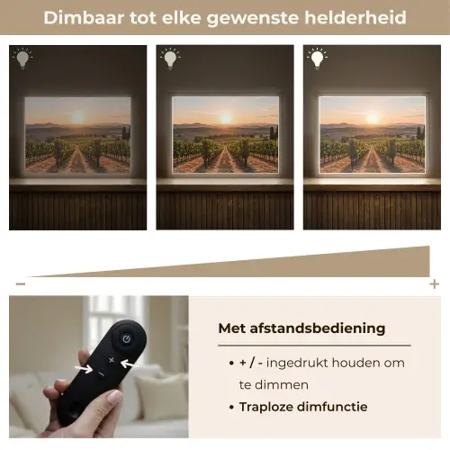 Wijngaard - Zonsondergang - Landschap Light Box met batterij (Wandlamp) middel -USP_dimbaarNL
