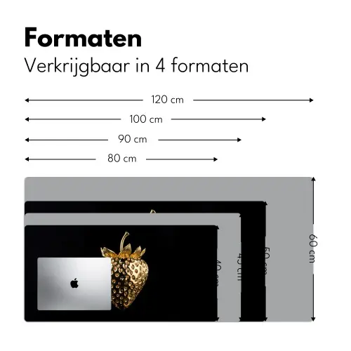 Aardbei - Goud - Zwart - Chrome Muismat XXL klein -sfeer5