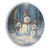 Sneeuwpop - Sneeuw - Winter - Bos Akoestische PET Vilt - Rond klein -3d