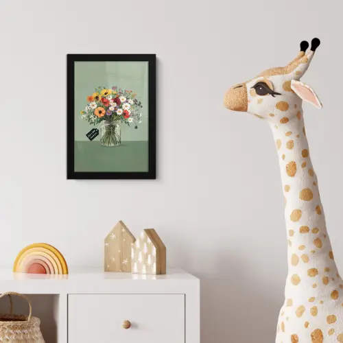 Bloemen - Vaas - Kaartje fotolijst zwart zonder passe partout klein -usfeer4_kinderkamer
