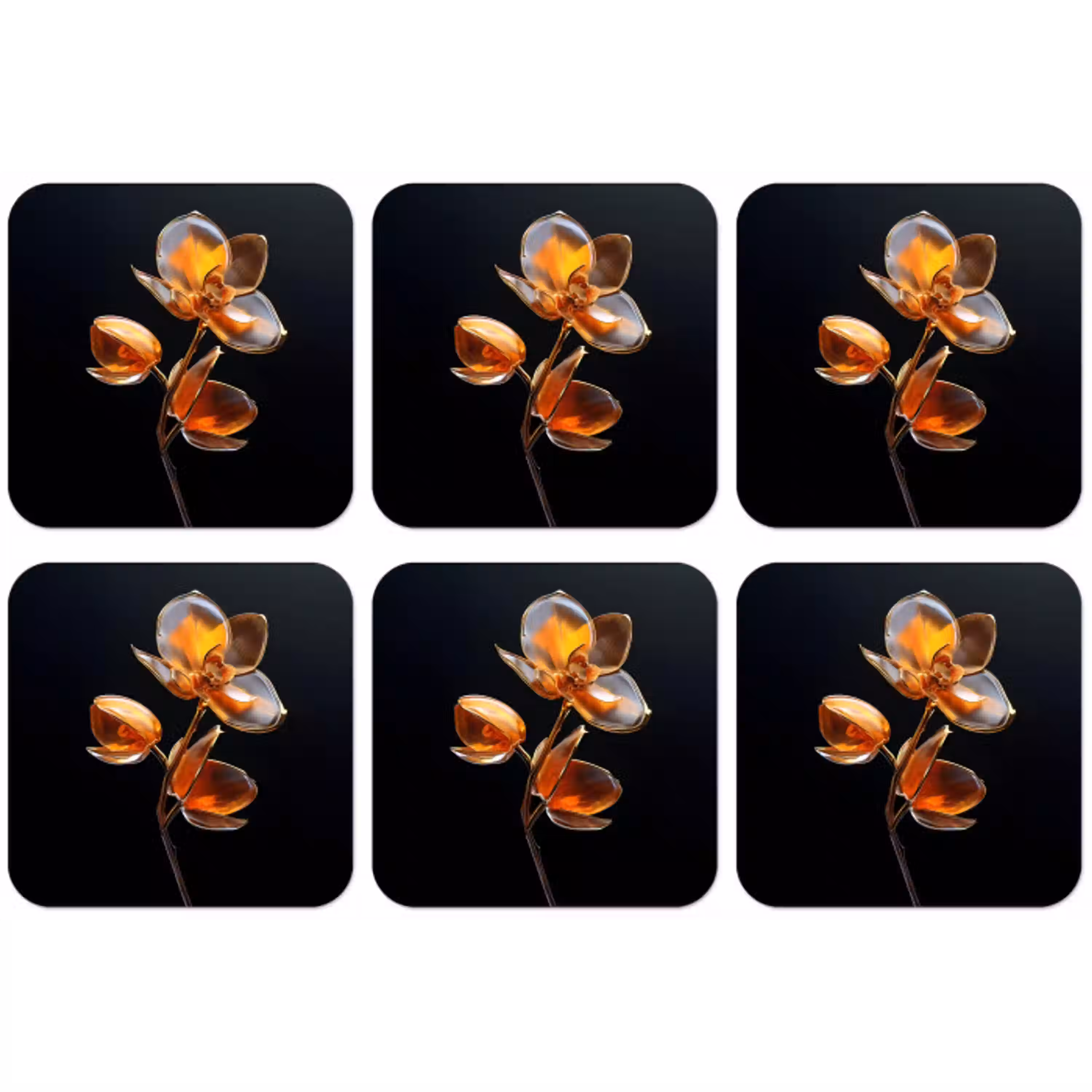 Bloem - Orchidee - Oranje onderzetter kurk middel -zkaufland3dotto