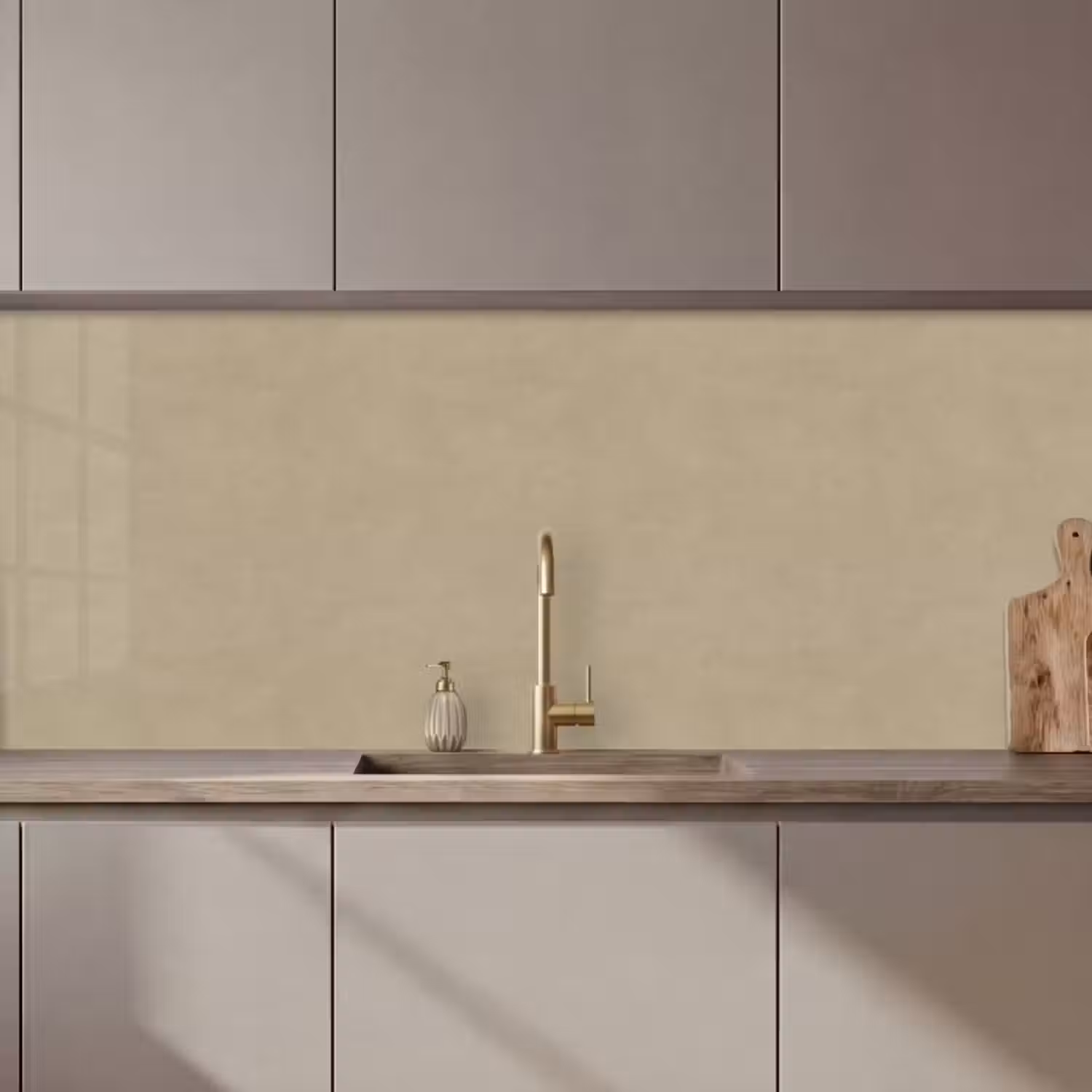 Küchenrückwand - Sandfarbe - körnige Textur - Beton