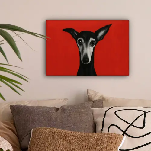 Windhond - Minimalistisch - Rood canvas 2cm klein -sfeer1
