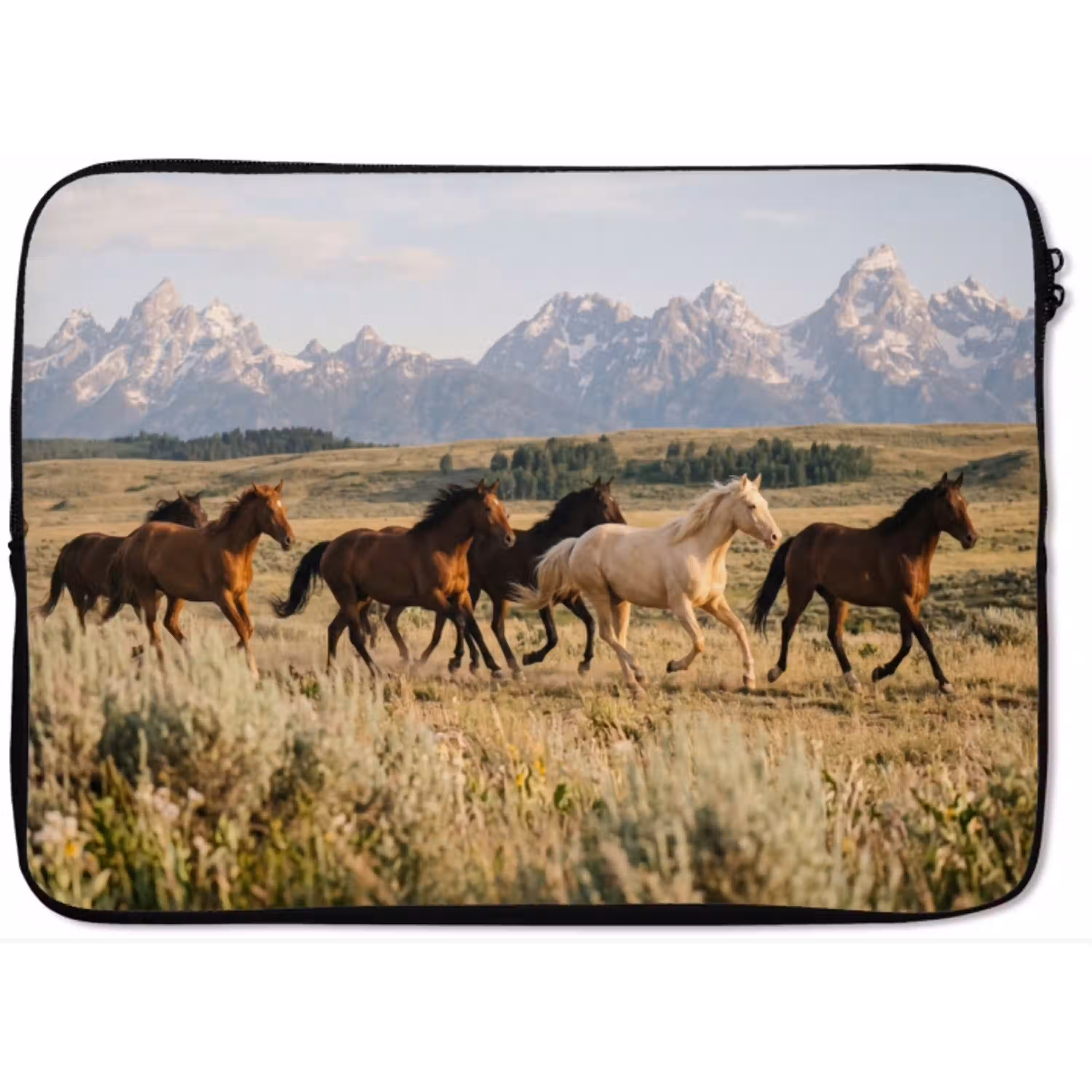 Paarden - Kudde - Bergen - Vrijheid - Wild laptophoes neopreen klein -zkaufland3dotto