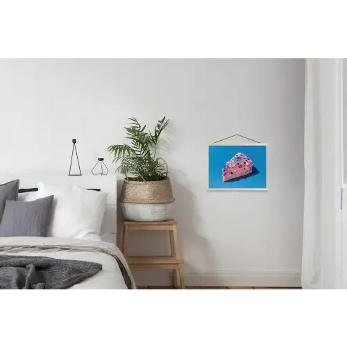 Taart - Edelstenen - Glitters - Roze textielposter latten blank klein -woonkamer