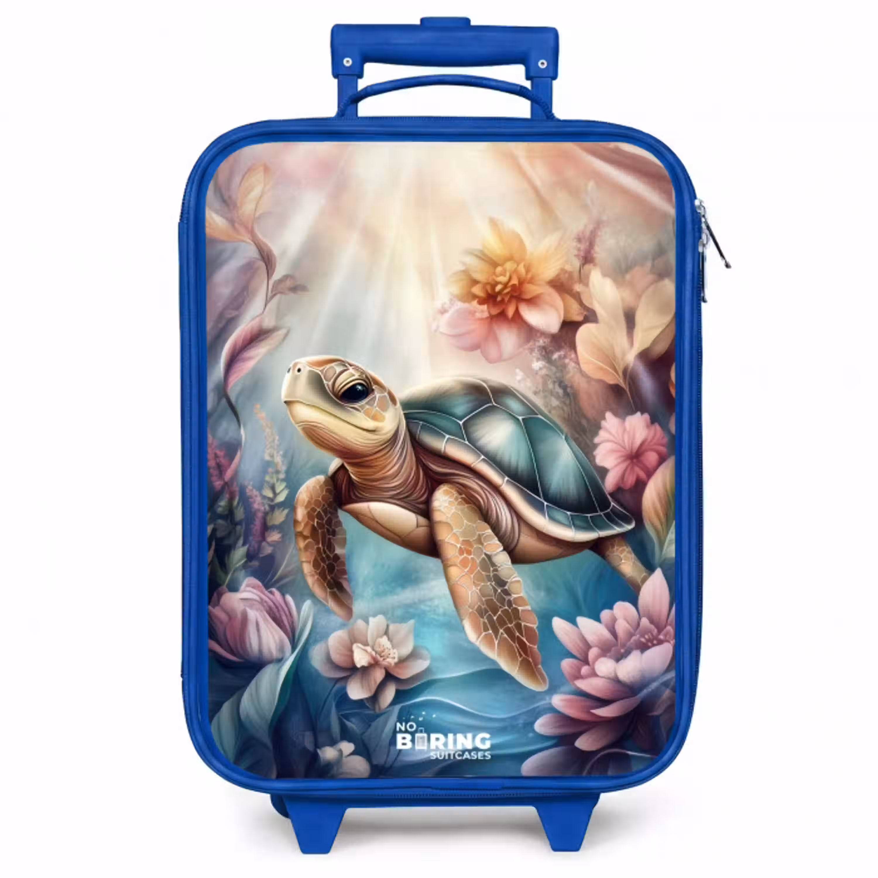 Zeeschildpad tussen bloemen onder water Kinderkoffer - Blauw klein -zzz_website3d