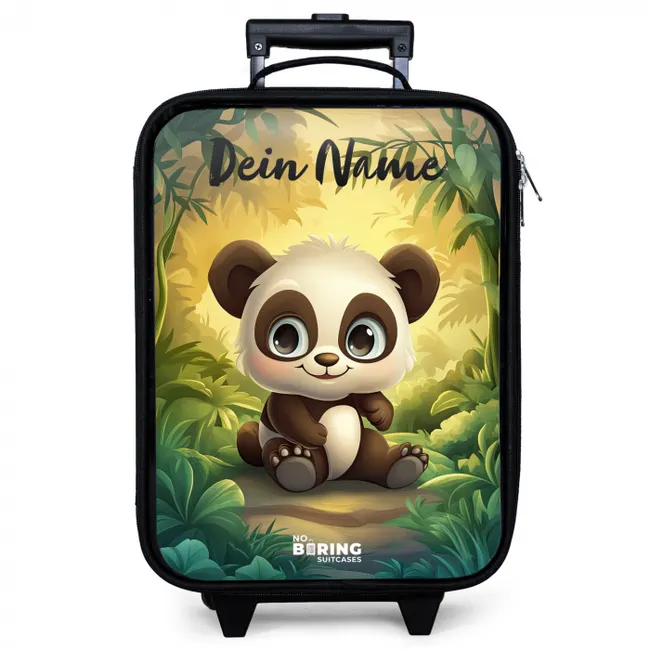 Kinderkoffer mit Name - Panda - Bambuswald - Grün
