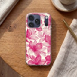 Bloemen - Patroon - Roze - Wit Telefoonhoesje iPhone 17 Pro klein -sfeer1
