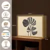 Zwart - Bladeren - Strepen - Minimalistisch Light Box met batterij (Wandlamp) middel -USP_websiteoverzichtNL