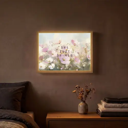 Quote - Bloemen - Schilderachtig Light Box met batterij (Wandlamp) middel -sfeer4