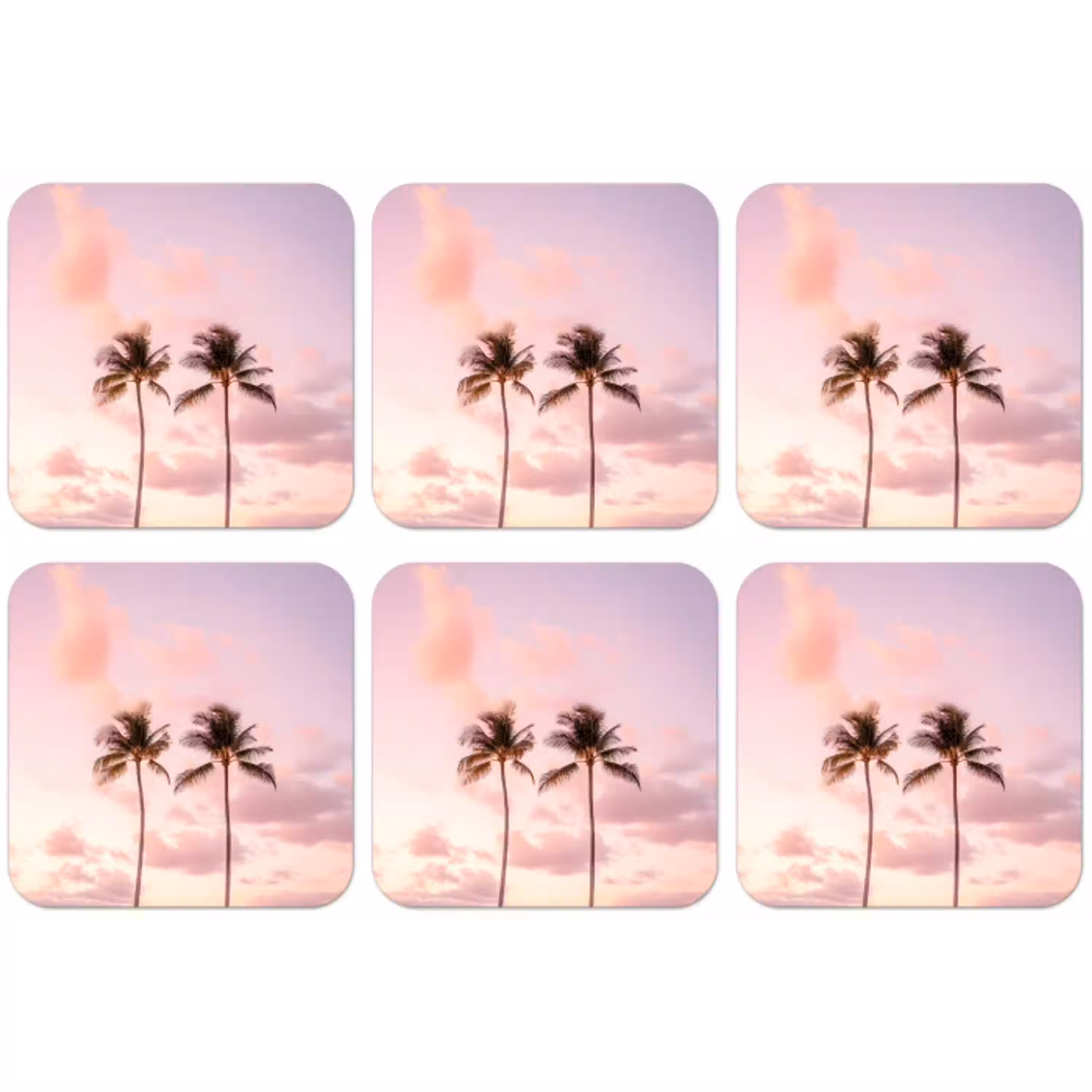 Palmbomen - Paars - Wolken - Lucht onderzetter kurk middel -zkaufland3dotto
