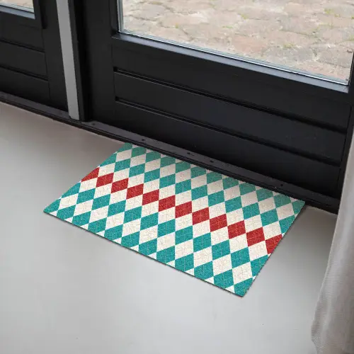 Illustratie - Ruiten - Rood - Groen Deurmat klein 898 -sfeer2