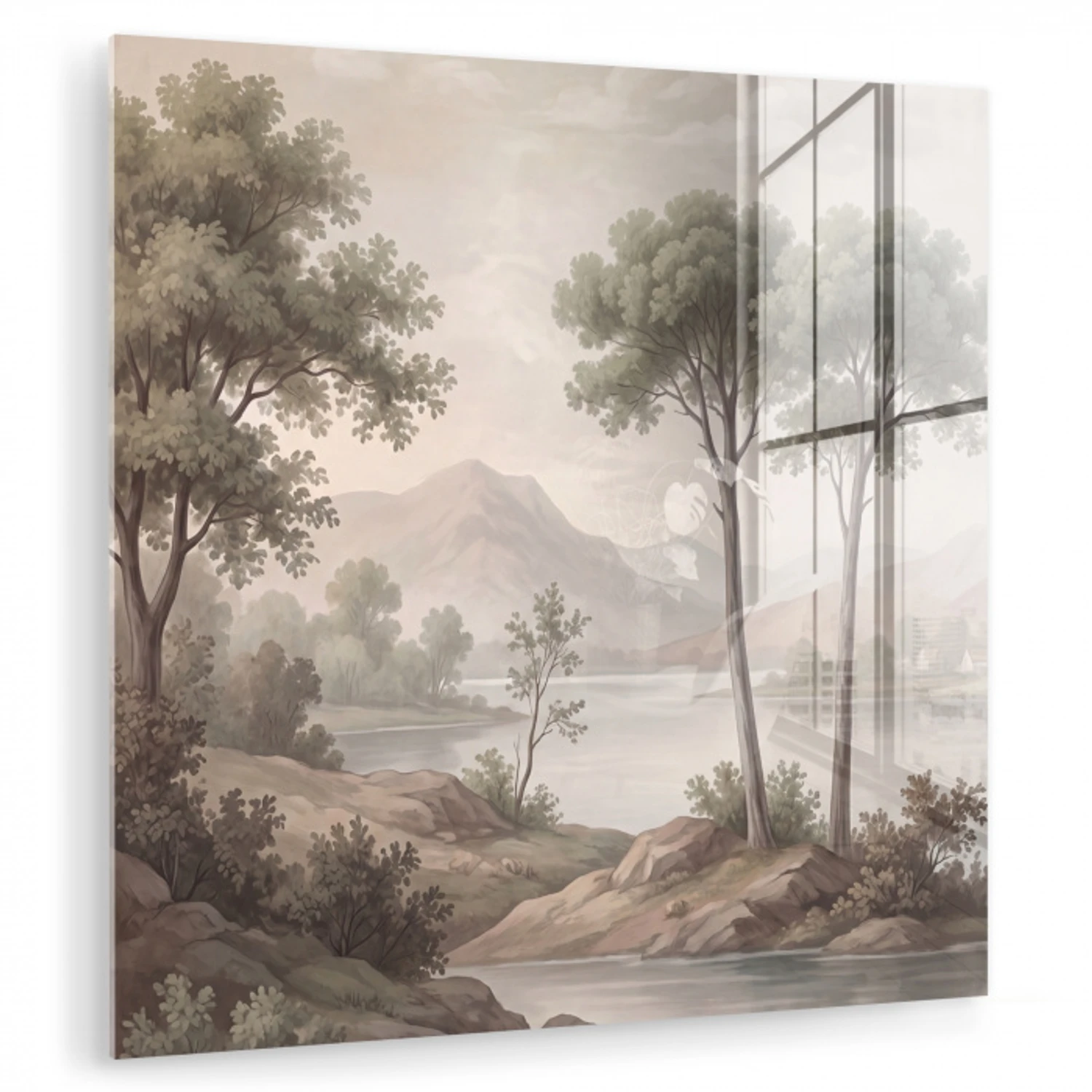 Bomen - Meer - Bergen - Illustratie plexiglas 5mm klein -zzzproduct_nieuw