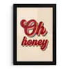 Oh honey - Rood - Schaduw fotolijst zwart zonder passe partout klein -3d