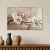 Bloesem - Beige - Abstract - Bloemen Canvas - Meerluiken 3 luik klein -sfeer3