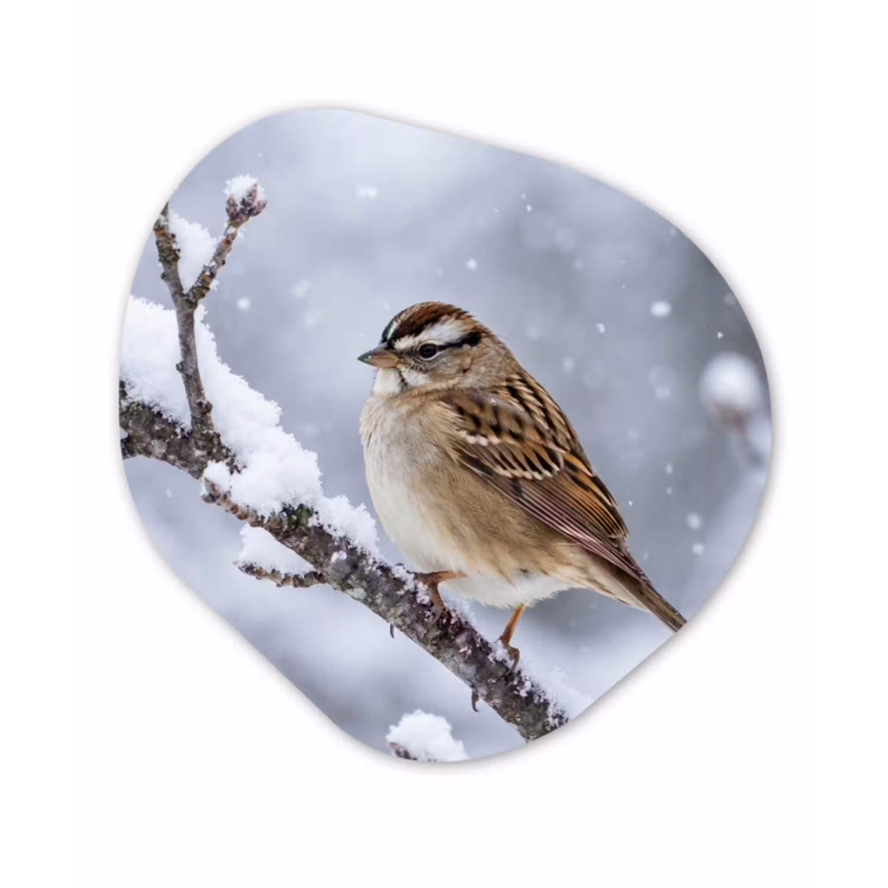 Vogel - Tak - Sneeuw - Winter Wandcirkel Organisch Forex 3mm klein -3d