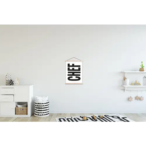 Chef - Japandi - Decoratie - Vintage textielposter latten blank klein -kinderkamer