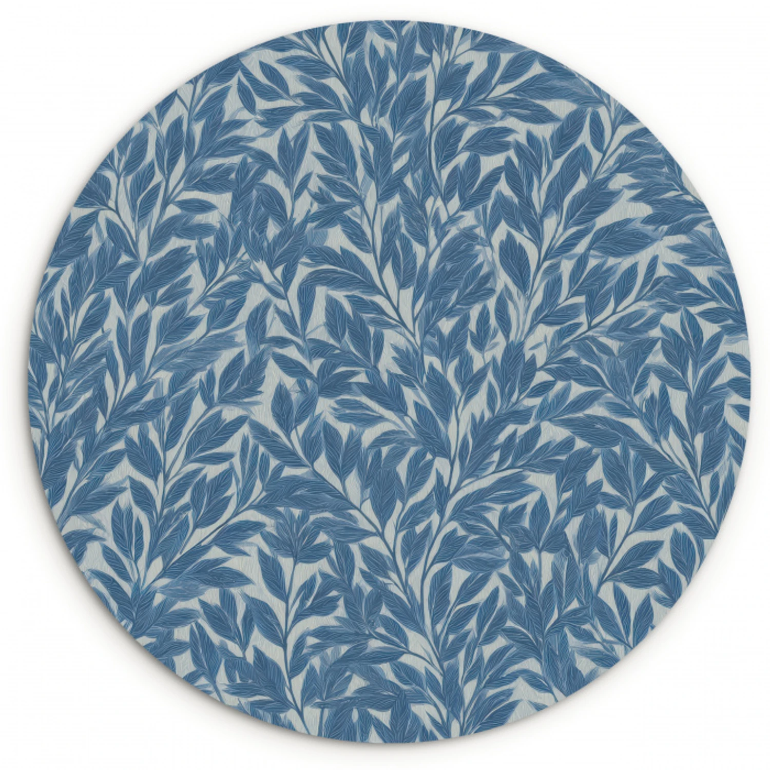 Bladeren - Klassiek - Patroon - Donkerblauw - Vintage Wandcirkel kunststof plaat 5mm dik klein 188 -3d