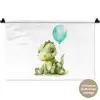 Draak - Baby dier - Blauwe ballon Wandkleed katoen klein -t3d_DE
