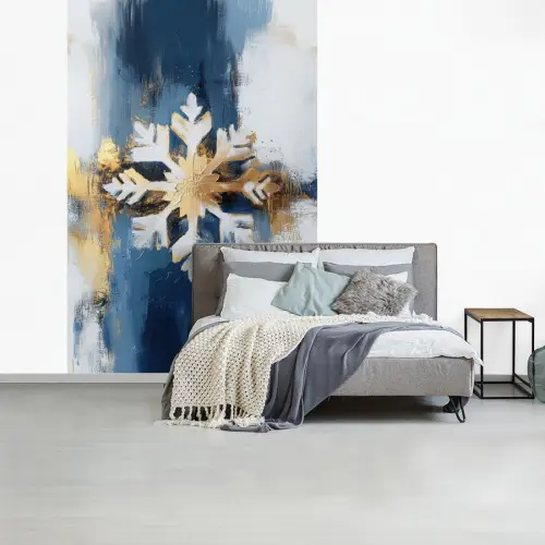 Abstract - Winter - Sneeuwvlok - Sneeuw - Goud fotobehang vinyl groot -slaapkamer