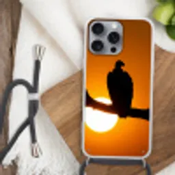 Gier - Tak - Zon - Oranje Hoesje iPhone 16 Pro Max met koord klein -sfeer4