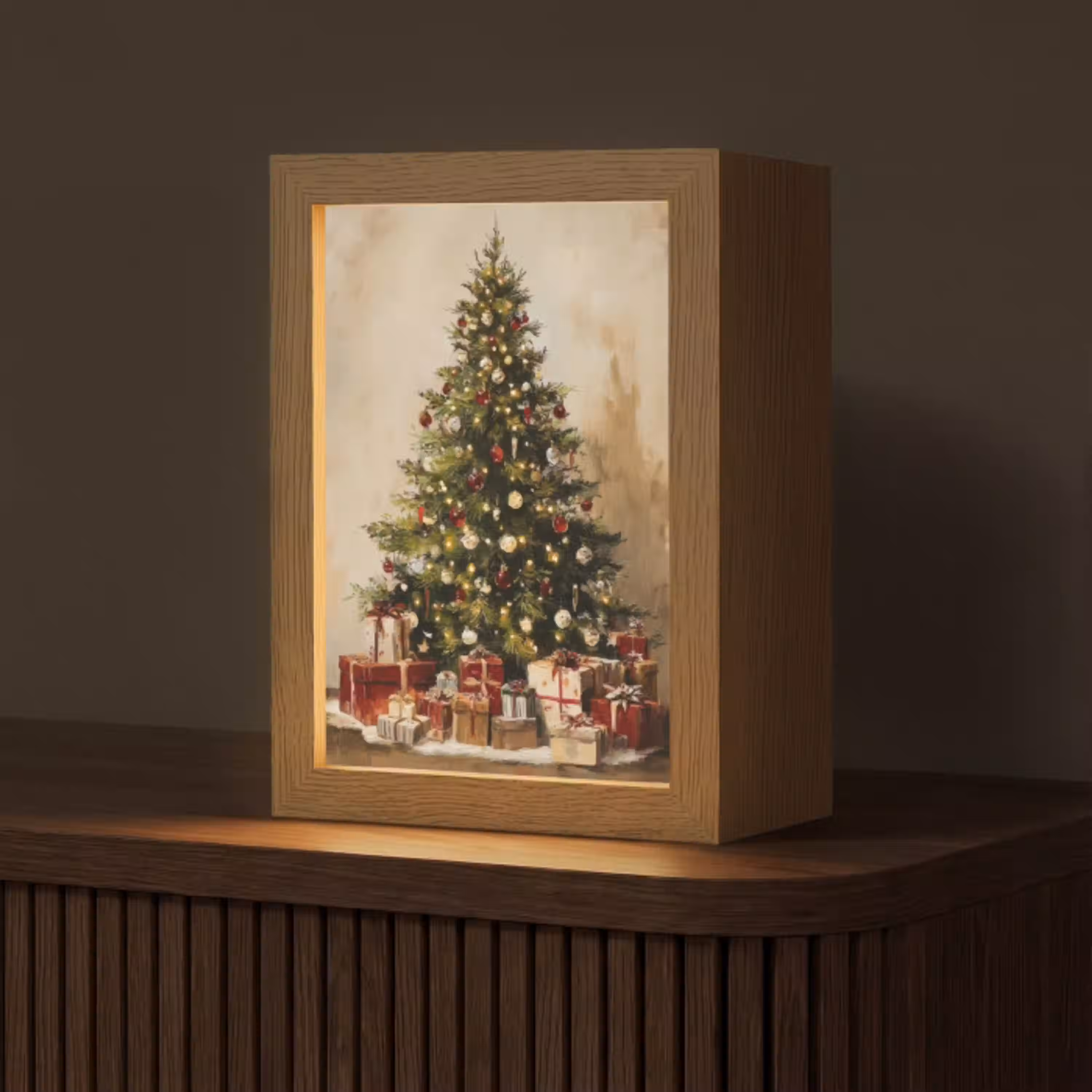 Kerstboom - Versierd - Kleurrijk Light Box met kabel (Tafellamp) klein -z3d_website