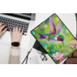 Kolibrie - Bloemen - Natuur - Kleurrijk laptophoes neopreen klein -bureau