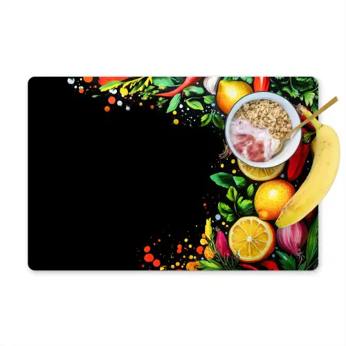 Citroenen - Peper - Kruiden - Graffiti - Verf - Abstract Placemat vinyl groot -zzzproduct_Kitchenyeah-website