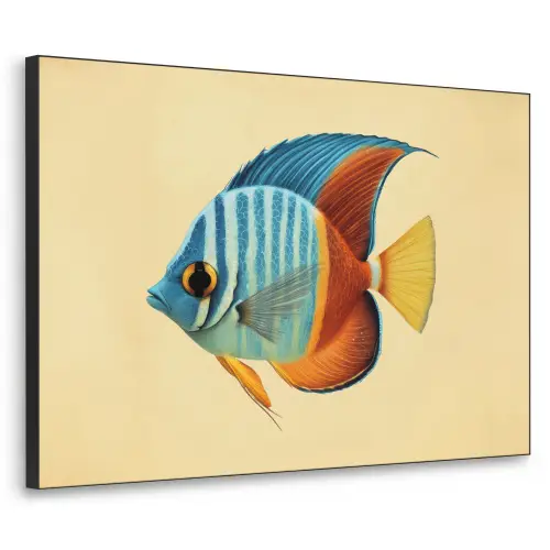 Vis - Vinnen - Blauw - Ogen Textielframe zwart klein -3d
