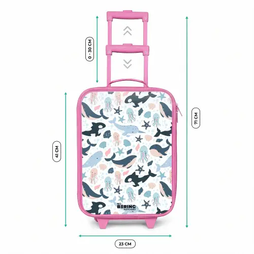Zeedierenpatroon met walvissen, kwallen en orka's Kinderkoffer - Roze klein -productfoto_formaten
