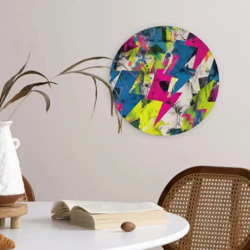 Bliksemschichten - Patroon - Marmer - Kleuren Wandcirkel kunststof plaat 5mm dik klein -sfeer4