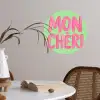 Mon cheri - Groen - Roze Wandcirkel behangsticker klein -sfeer3