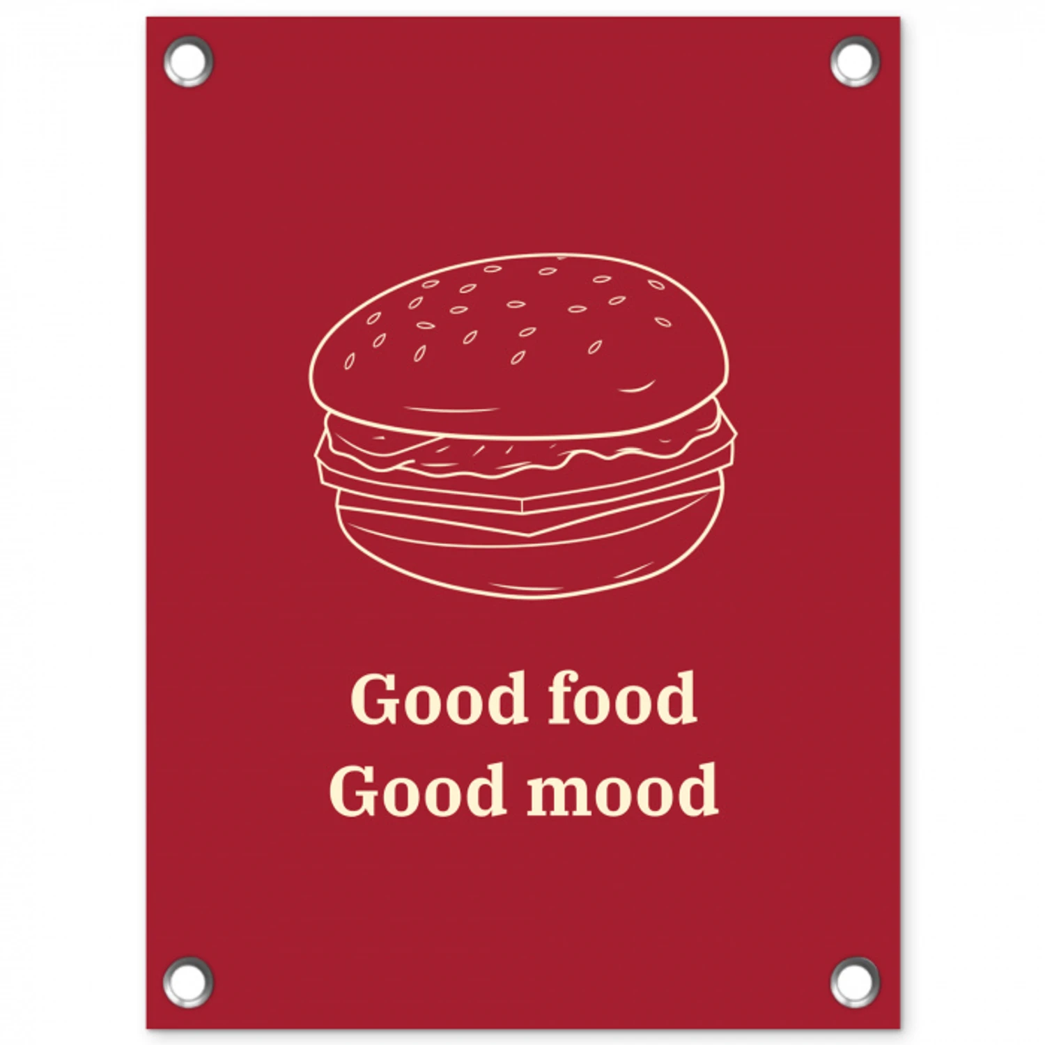 Dieprood - Lijntekening - Tekst - Hamburger tuinposter los doek klein -3d