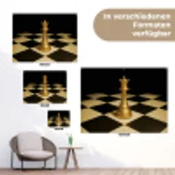 Koningin - Schaakstuk - Geblokt - Goud tuinposter los doek klein -Xsfeer9_DE