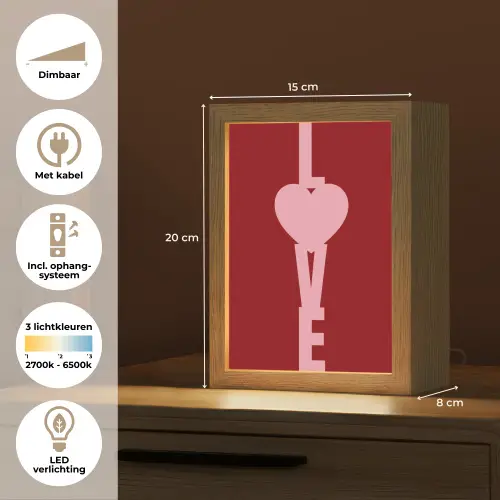 Love - Hart - Rood Light Box met kabel (Tafellamp) klein -USP_NL