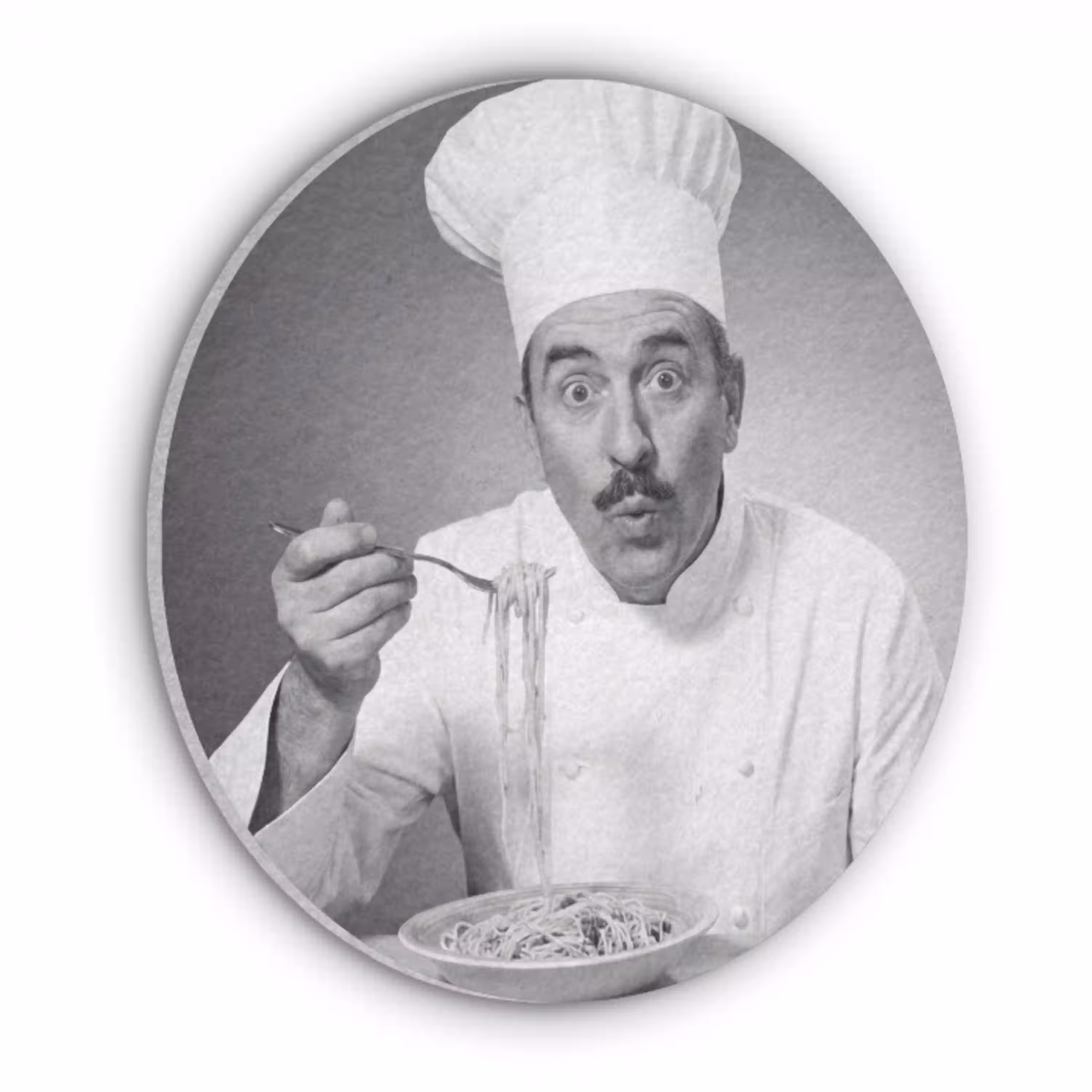 Chef - Spaghetti - Pasta Akoestische PET Vilt - Rond klein -3d
