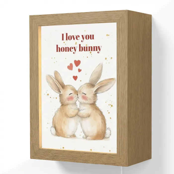 Liefde - Rood - konijn Light Box met kabel (Wandlamp) klein -3d