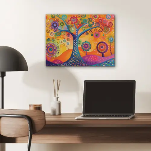 Boom - Levensboom - Abstract - Kleurrijk PET vilt klein -sfeer5