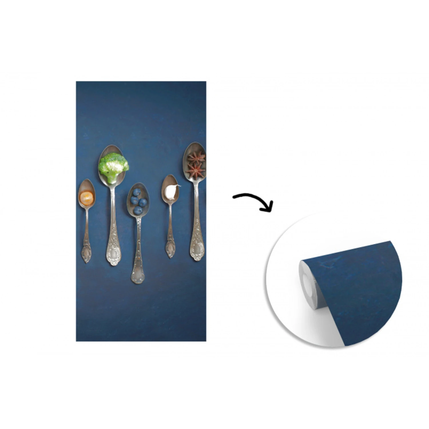 Kruiden - Lepel - Zilver - Specerijen - Industrieel fotobehang vinyl groot -3d