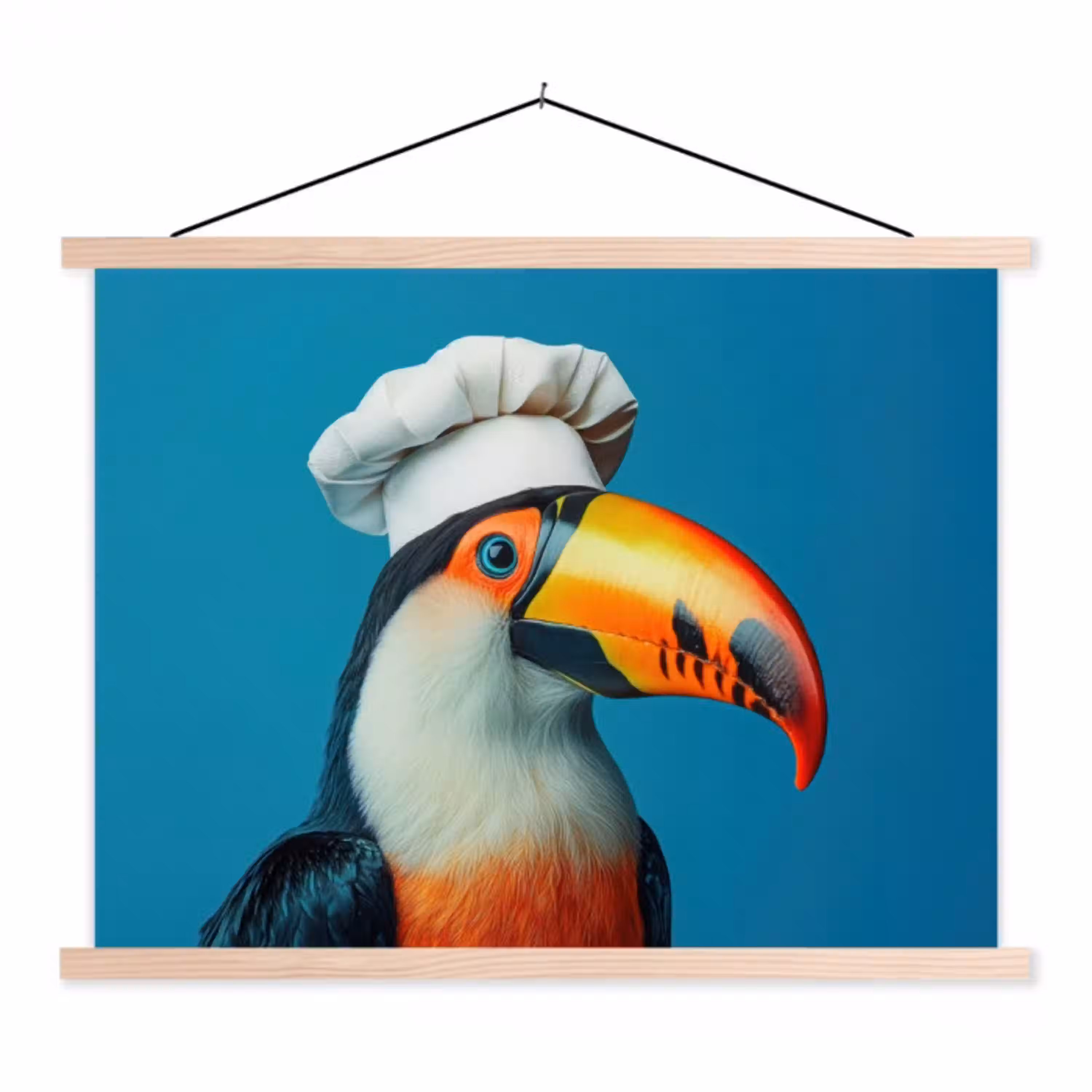 Toekan - Papegaai - Vogel - Koksmuts textielposter latten blank klein -3d